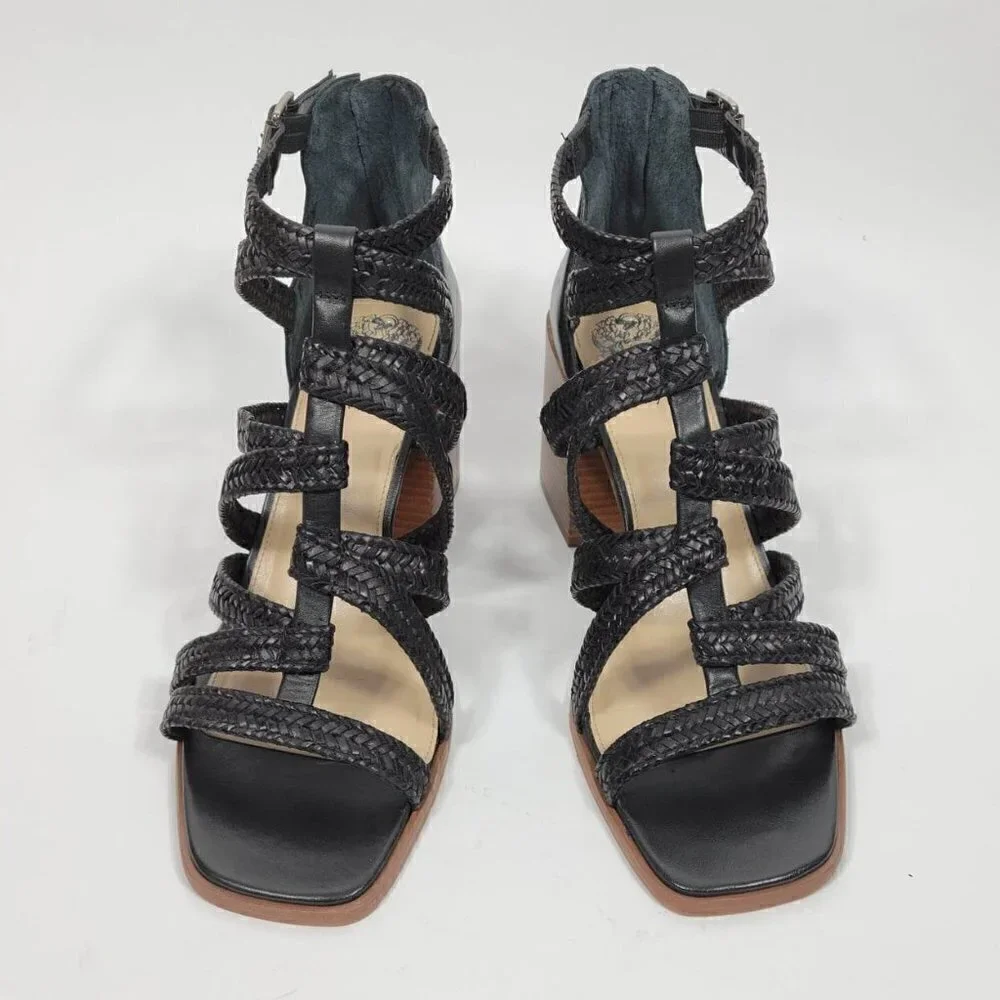 Vince Camuto Black Leather Sandals  #145 Size 10M